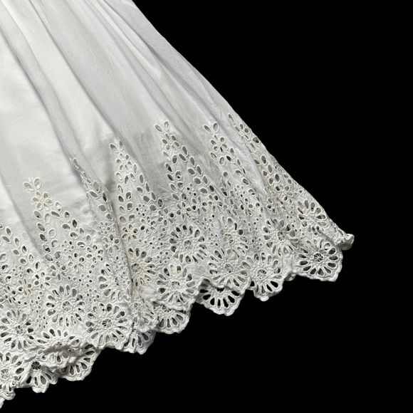 Ganni Ivory White Eyelet Trimmed V Neck Mini Dress US S - Picture 6 of 13